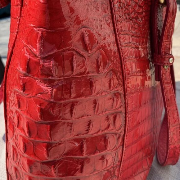Brahmin Medium Cherry Red Croc Embossed Asher Tote - Picture 15 of 16